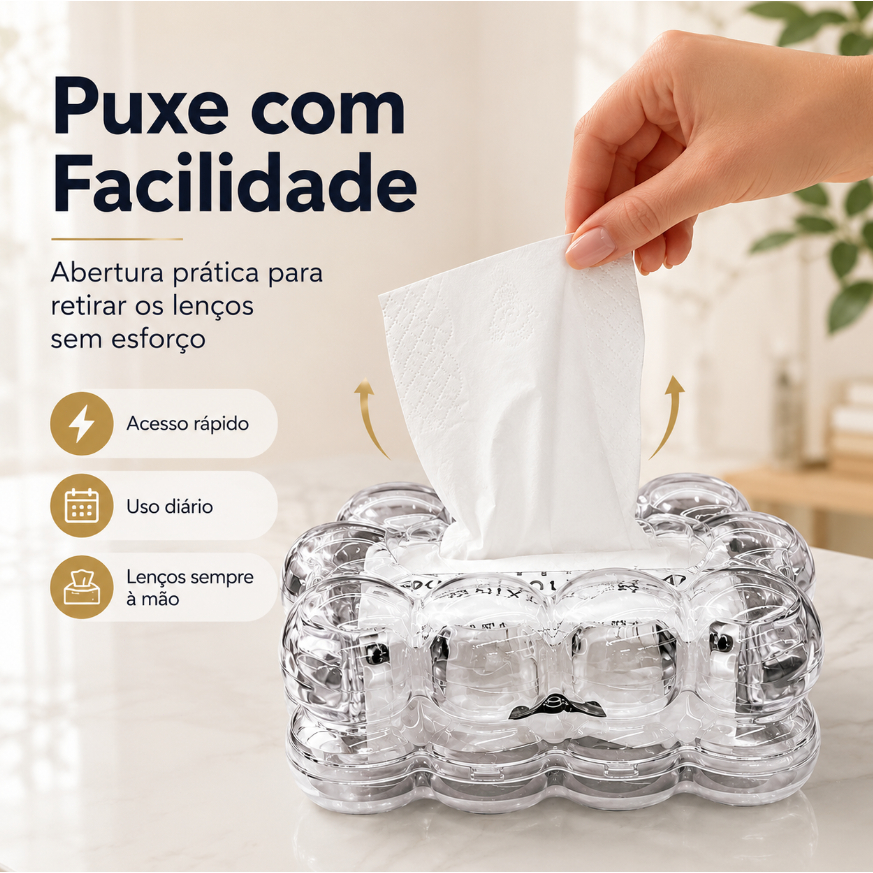Caixa Acrílica Transparente Porta Lenço Multiuso - Organizador de Mesa para Papel Toalha, Luvas e Máscaras