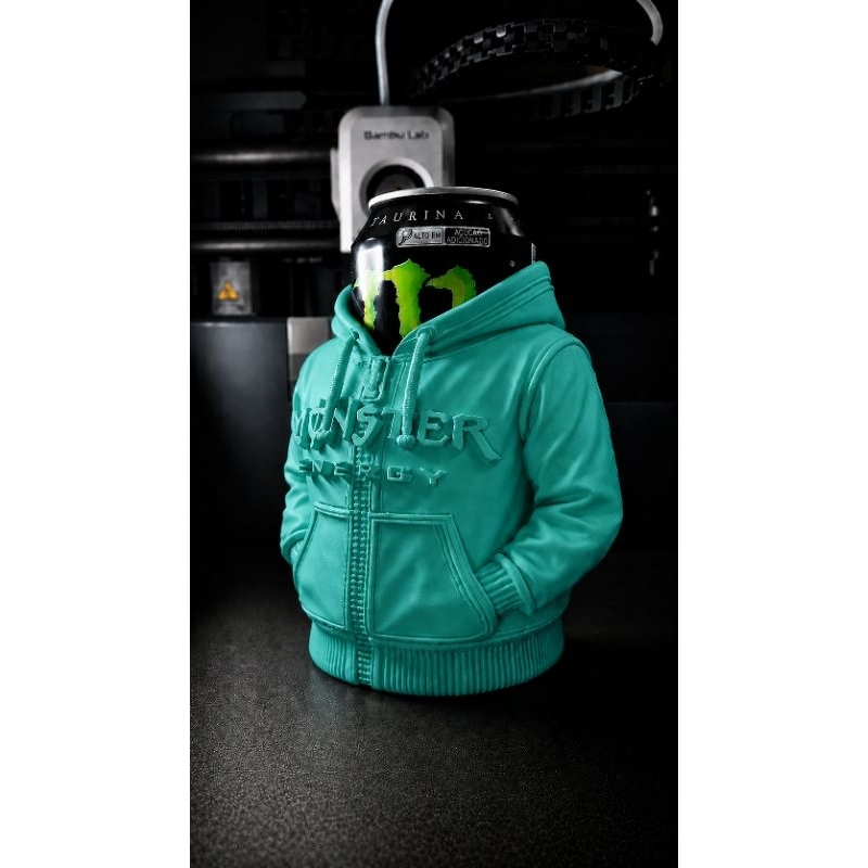 Porta Latas Moletom Monster Premium - Caneca Porta Latas - Presente Criativo