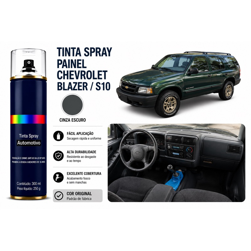 Tinta Spray Painel Chevrolet Blazer S10 Partes Internas Tabelier Automotiva
