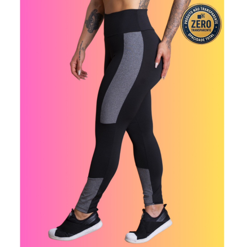 Calça Legging Cintura Alta Fitness Feminina Com Faixa Recorte Lateral Academia Treino RIQ Modas