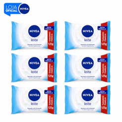 KIT NIVEA Sabonete em Barra Leite 125g - 6 Unidades