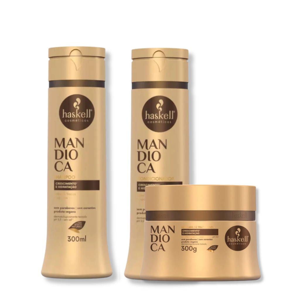 Haskell Kit Mandioca - Shampoo 300ml + Condicionador 300ml + Máscara 300g