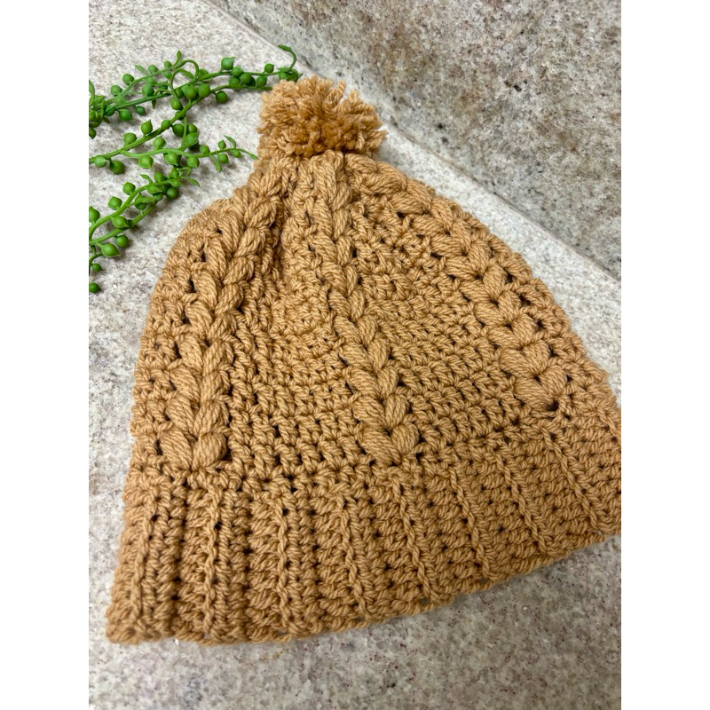 Gorro Touca Puff Crochê Pompom Adulto Inverno Quentinho