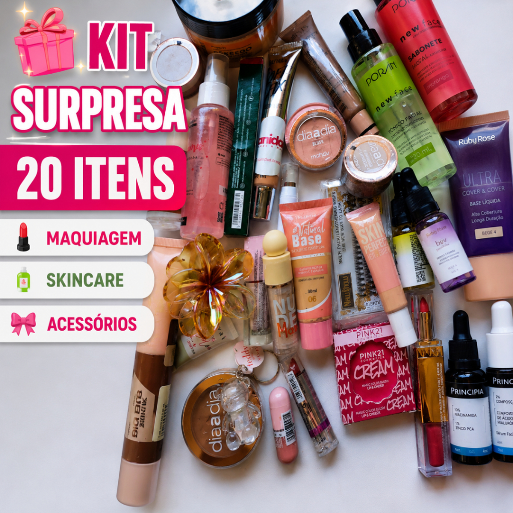 Kit 20 Itens Maquiagem Skincare e Acessórios Diversas Marcas