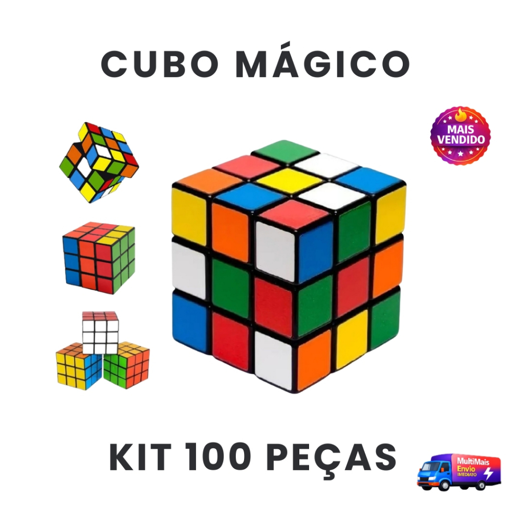Cubo Mágico KIT 100 Peças Profissional 5X5 Brinquedo Educativo Quebra Cabeça Infantil Adulto Jogo