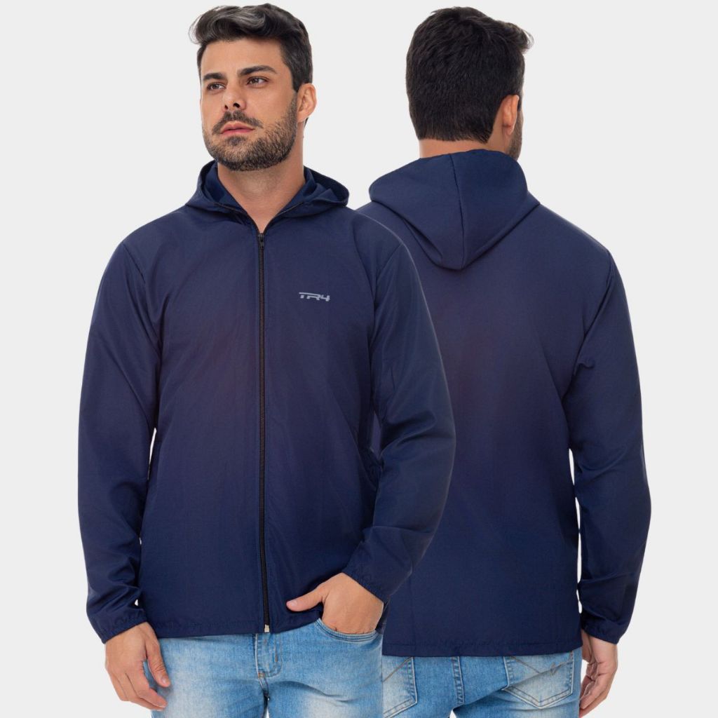 Corta Vento Masculino Capuz Bolso Ziper Casual Esporte Ciclismo Bike Academia Caminhada Corrida Trilha Leve