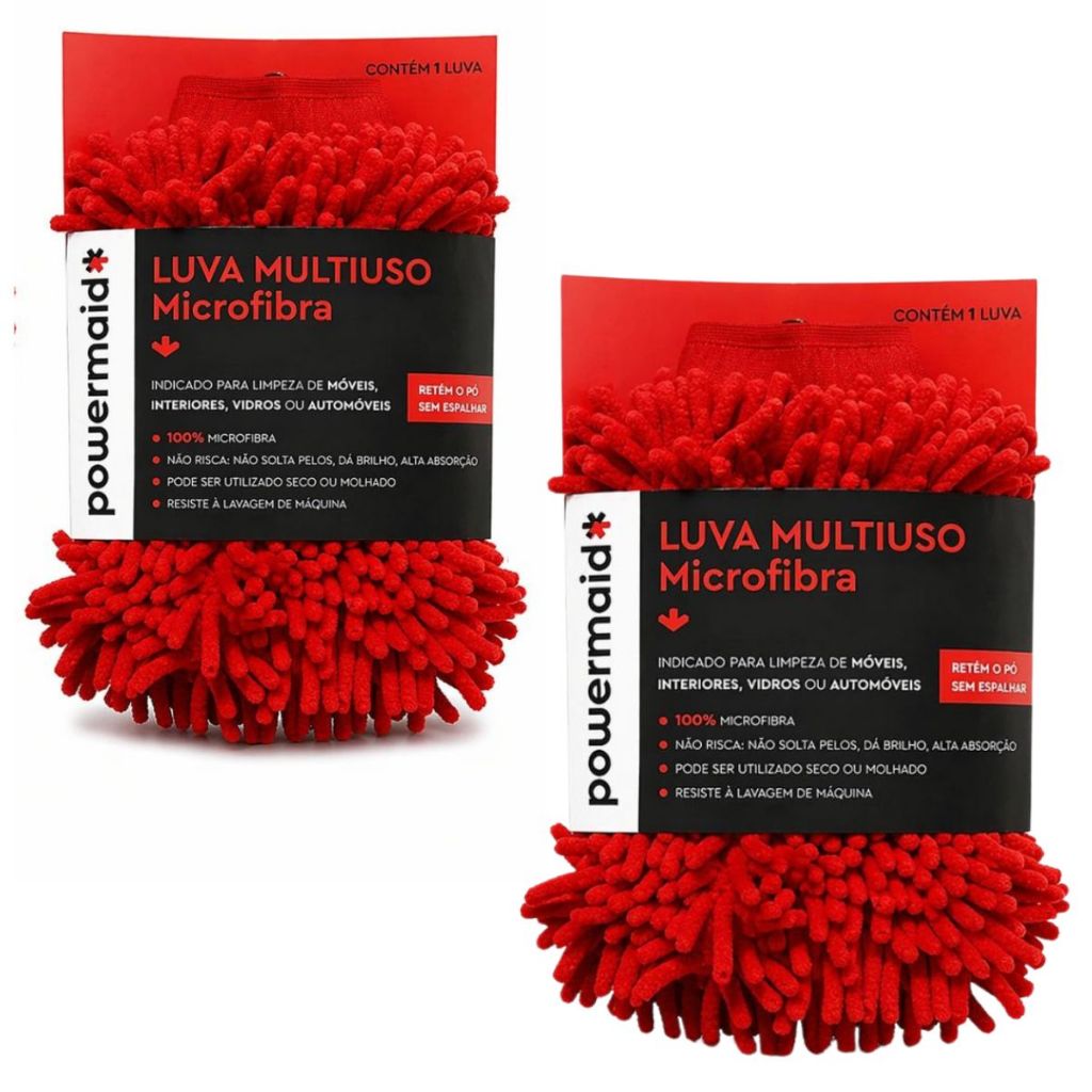Kit 2 Luvas de Microfibra Cheline Multiuso Lavagem Automotiva Limpeza em Geral