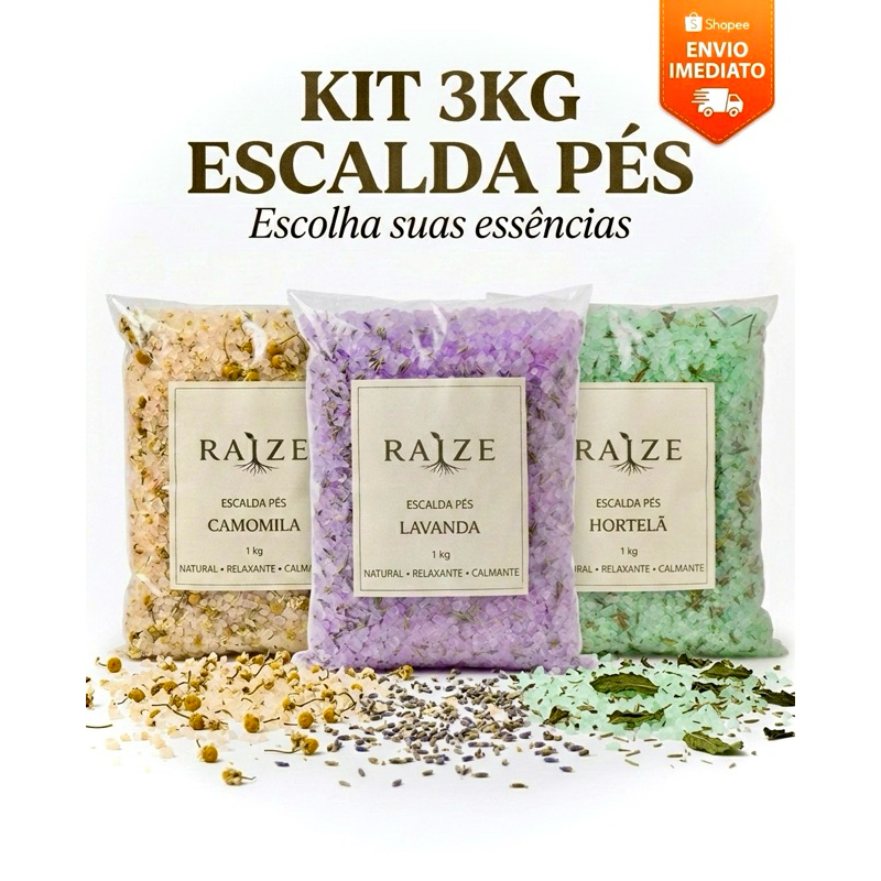 Escalda Pés 3kg Sais de Banho Lavanda e Camomila
