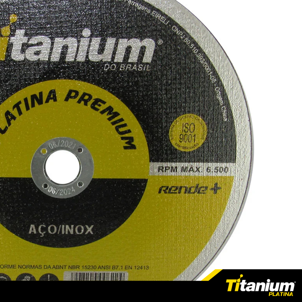 Disco de Corte Fino 4.1/2" x 1,0 x 7/8 – Titanium Platina Ti Super Premium (100 Unidades) — imagem 2 de 2