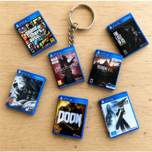 Chaveiro Mini Capa de Jogo PS5 PS4 | Qualquer Jogo | Chaveiros para Gamers Retrô