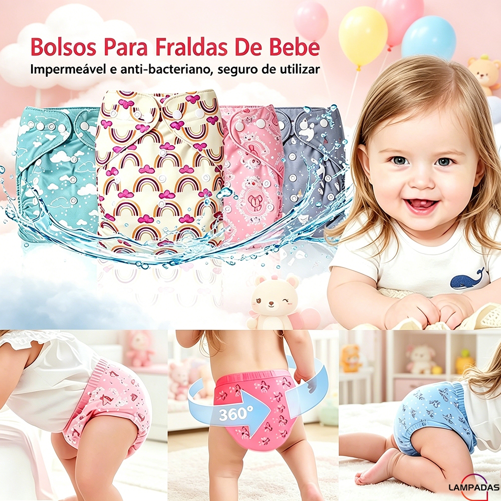 Fralda Reutilizável Impermeável Para Bebê Respirável E Segura