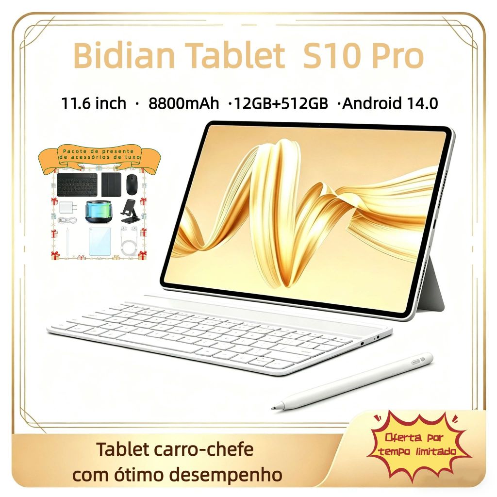 {teclado e mouse grátis}Tablet S10 PRO 11,6 polegadas16GB+1024GB 5G Computador comcartao SIM duplo para entretenimento