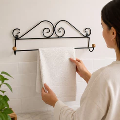 Porta Toalha Banheiro Preto Ferro Toalheiro De Parede Com Furo 54cm Suporte Para Cozinha Lavanderia