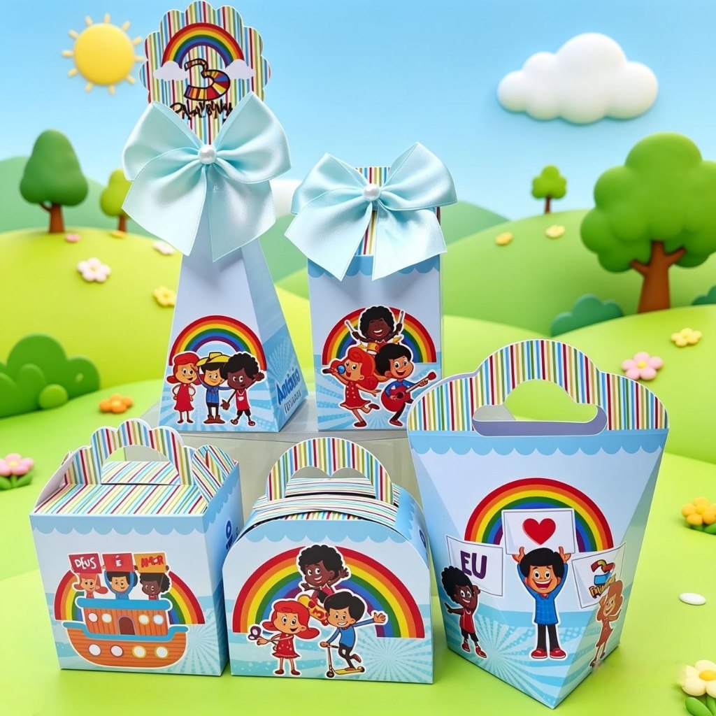 Kit Personalizados 3 PALAVRINHAS AZUL Pegue e Monte Caixinhas Festa Infantil Lembrancinhas Aniversário
