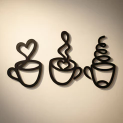 Kit Decorativo MDF Cantinho Café Placa Xícara Parede Preto Cozinha