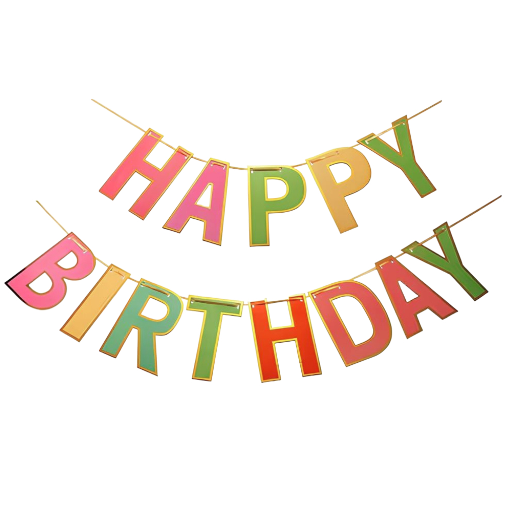 Faixa Decorativa Papel Letras Metalizado Colorido Festa Aniversário Happy Birthday