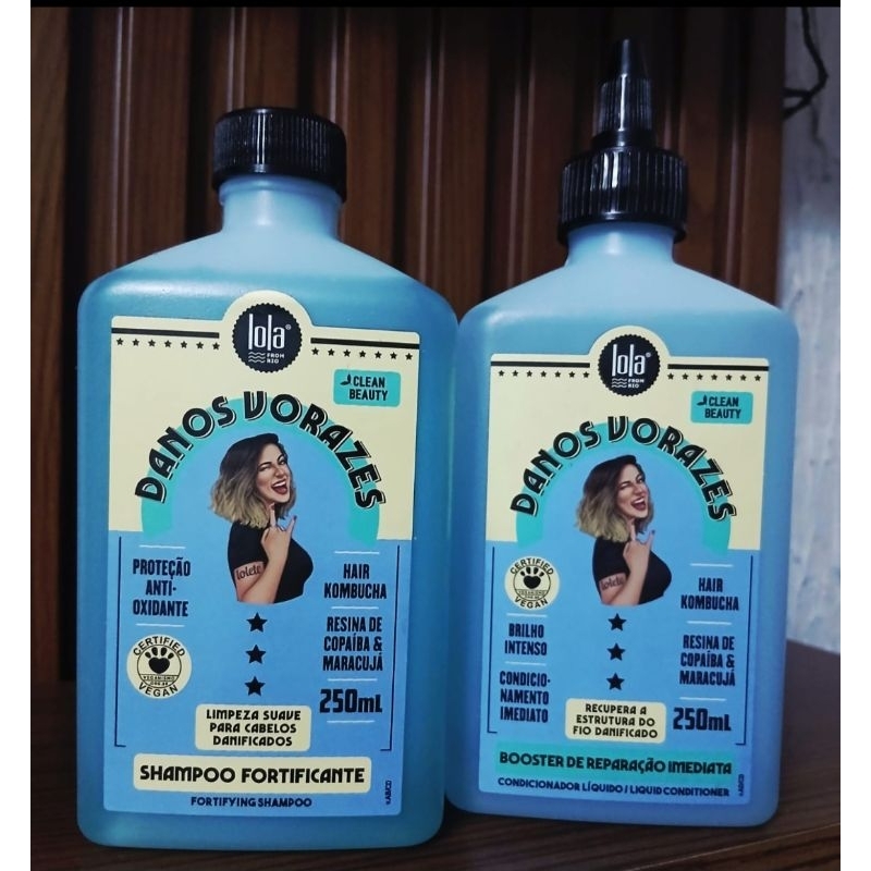 kit Combo 01 Shampoo 01 Condicionador Danos Vorazes Lola Vegano.