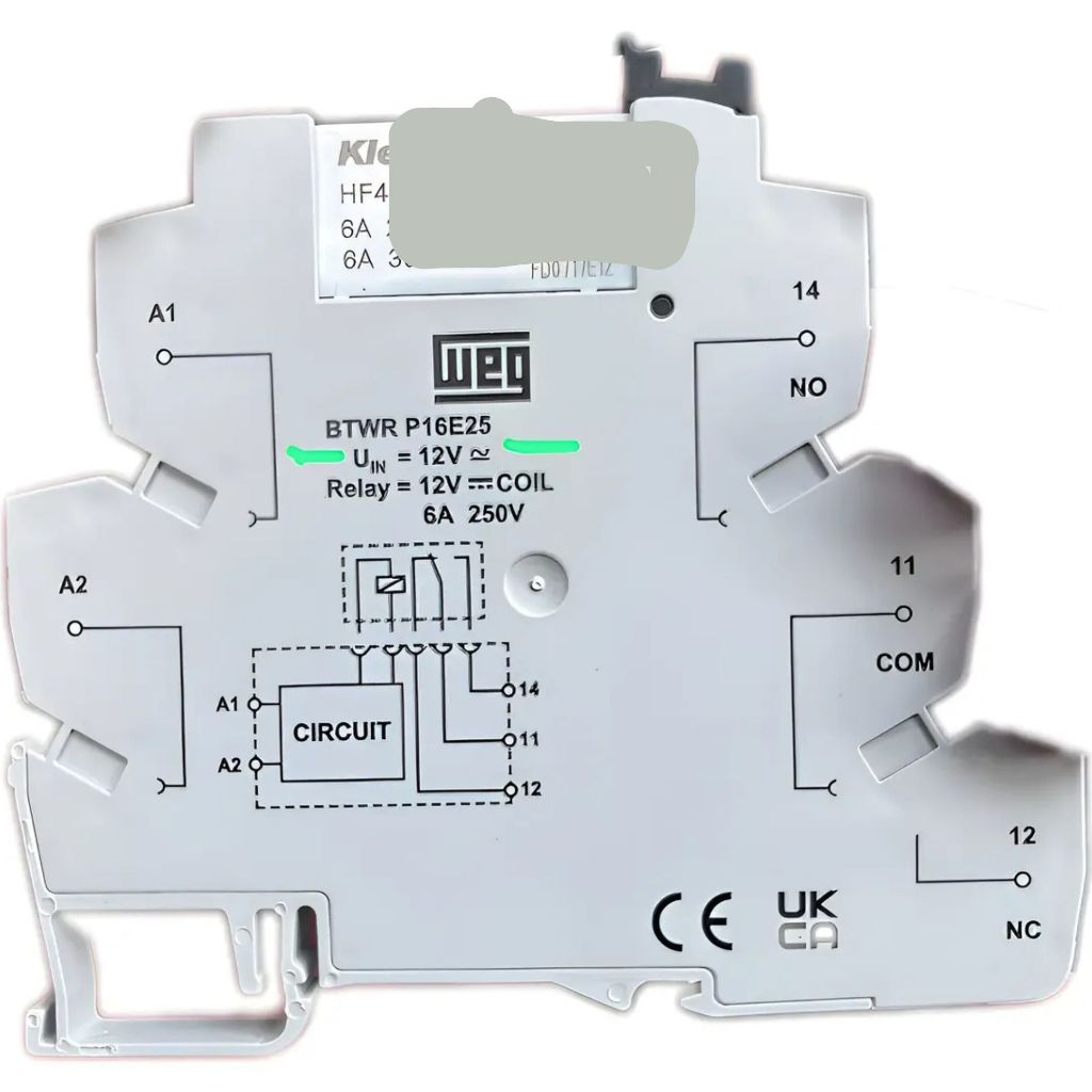 Borne Rele De Interface Weg 12v 1naf 6a 250vca Btwr P16e25