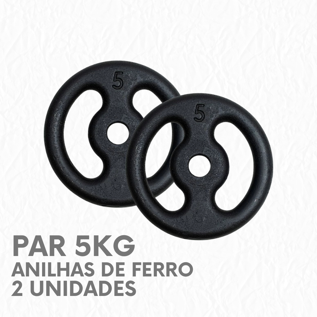 Par de  Anilhas 5kg Ferro Fundido Peso Para Barra