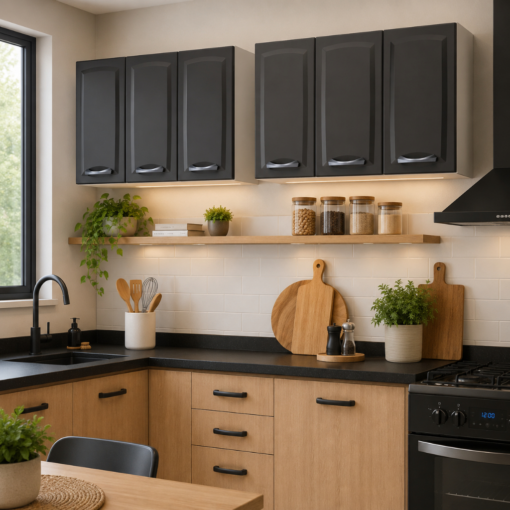 Kit 2 Armários Aéreos Multiuso Itatiaia Aço 3 Portas New Premium Cozinha e Área de Serviço Grafite
