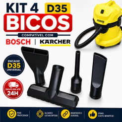 Kit 4 Bicos Para Aspirador Bosch Kärcher D35 Universal 35mm
