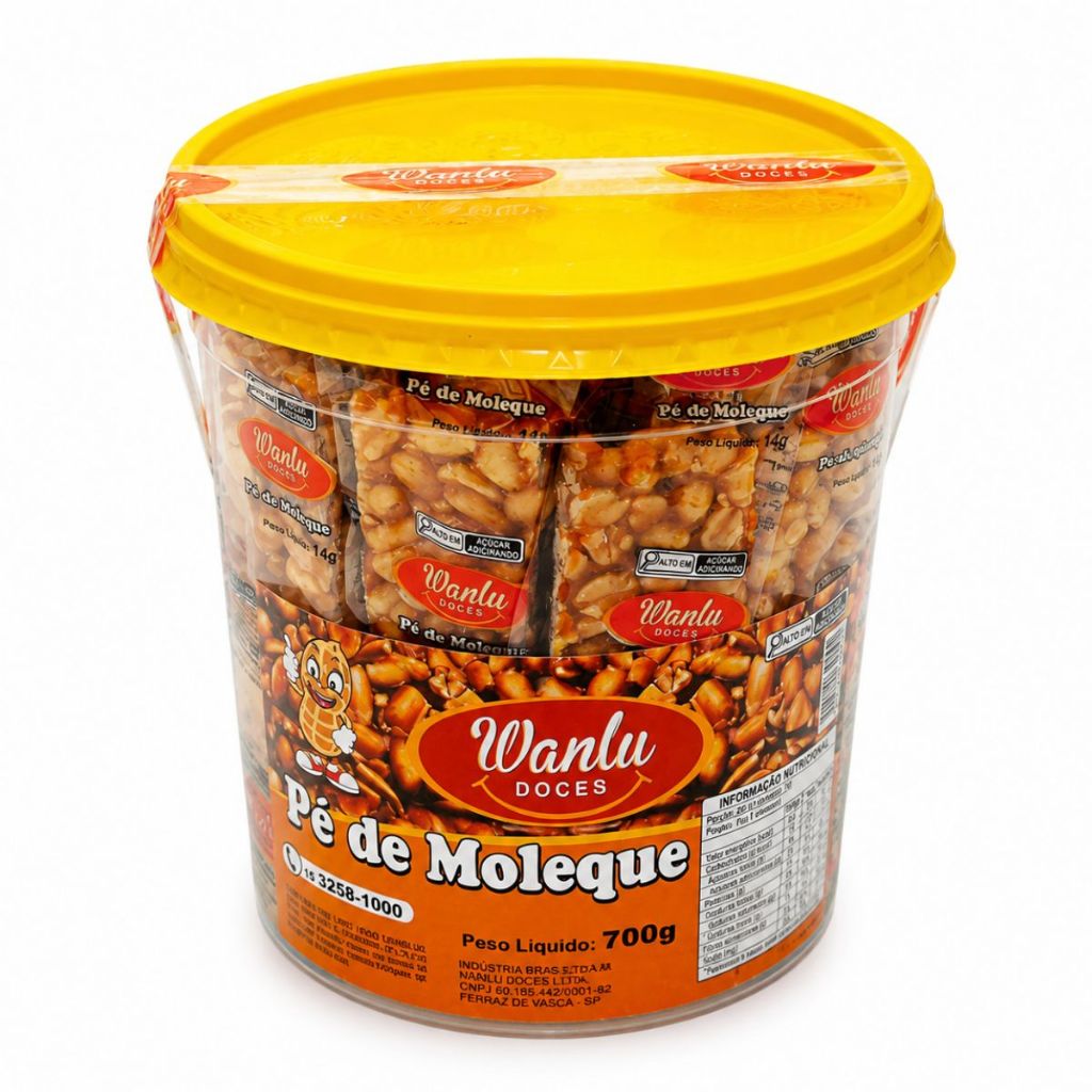 Pote Pé de Moleque Crocante C/20 Unidades 700g Doces Wanlu