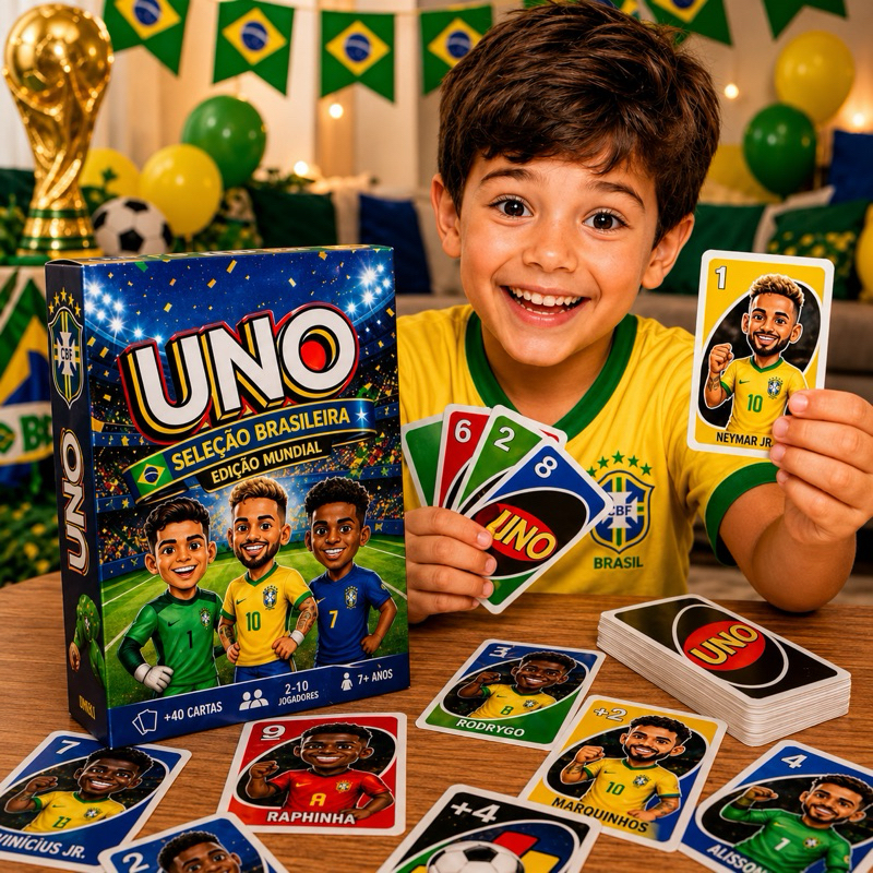 UNO Seleção Brasileira Infantil | Jogo de Cartas Educativo e Divertido para Crianças e Família