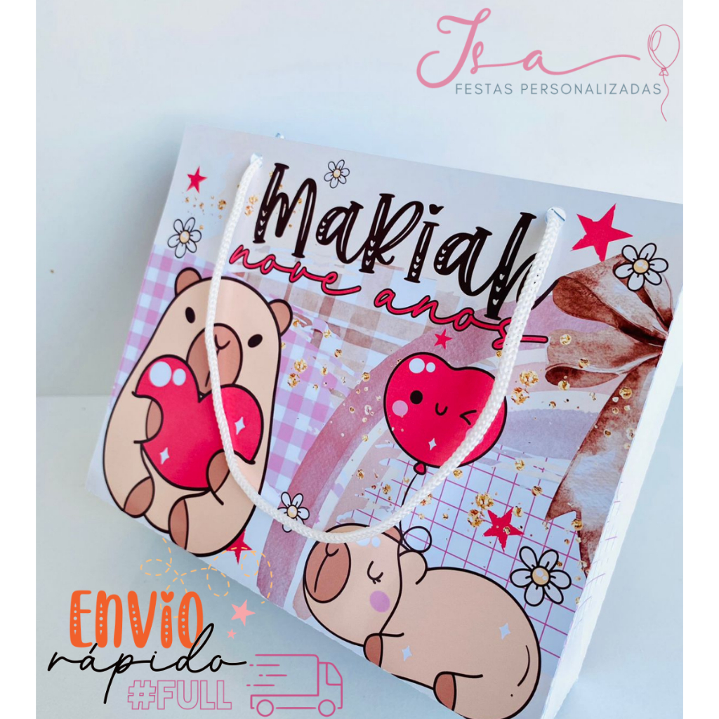 Sacolinhas Capivara Das Maravilhas Personalizadas Kit Festa Infantil Pegue e Monte