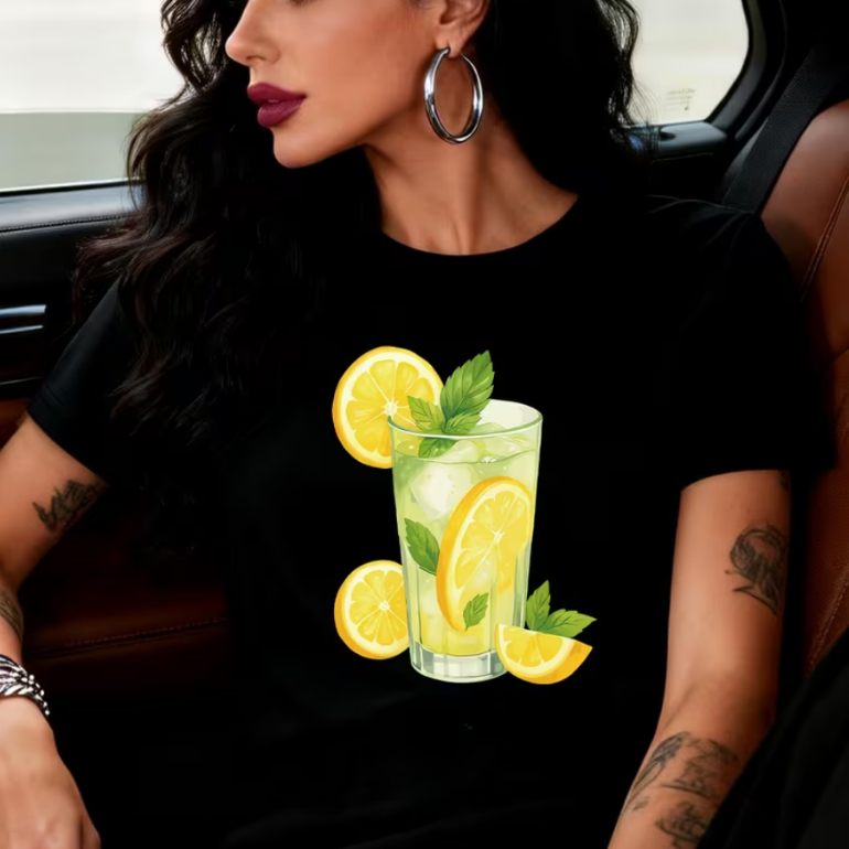 Camisa Camiseta Feminina Caipirinha Bebida Festa Estilosa Confortável Tendência Algodão