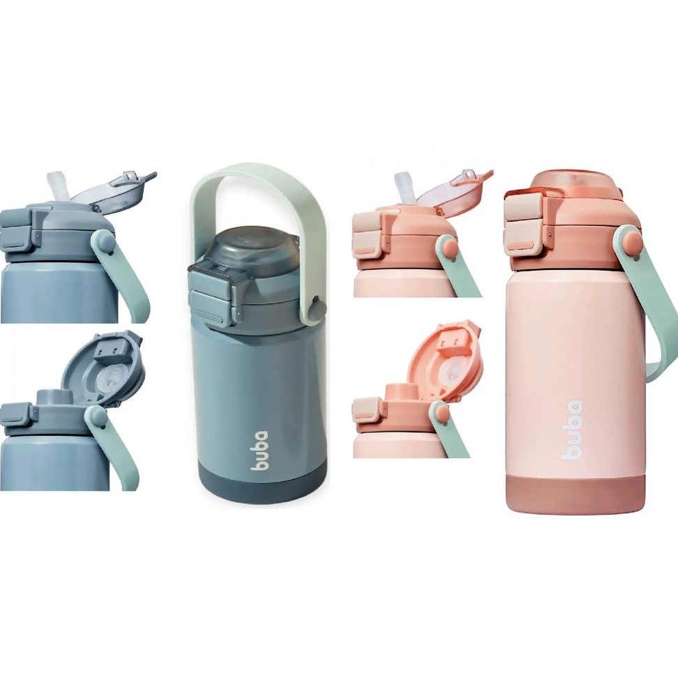 Garrafa Térmica Infantil Parede Dupla com Bico e Canudo 360ml Buba Garrafinha Termica Infantil Buba