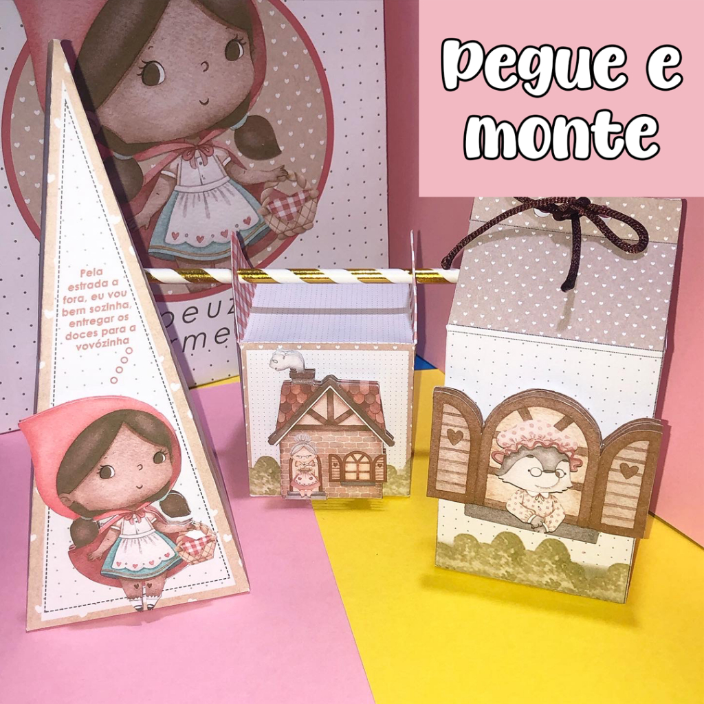 PEGUE E MONTE KIT FESTA CHAPEUZINHO VERMELHO PERSONALIZADO| LEMBRANCINHA | FESTA INFANTIL | PEGUE E MONTE