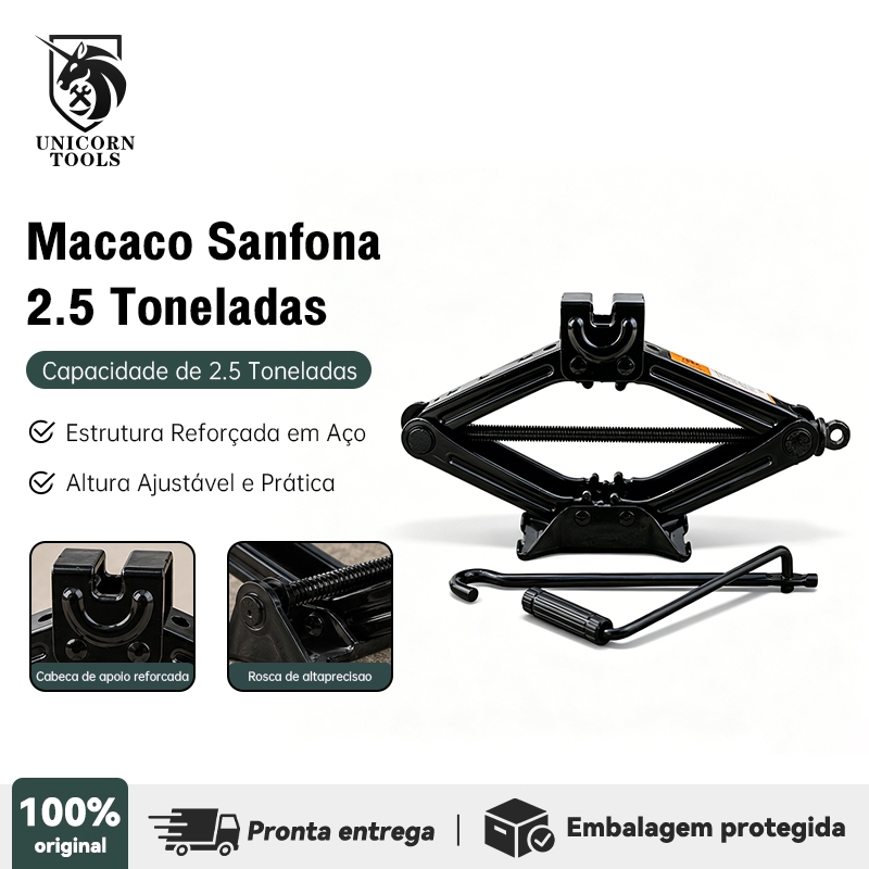 Unicorn Macaco Sanfona com Base Estável, Manivela Extensora Inclusa, 800/1500/2500kg