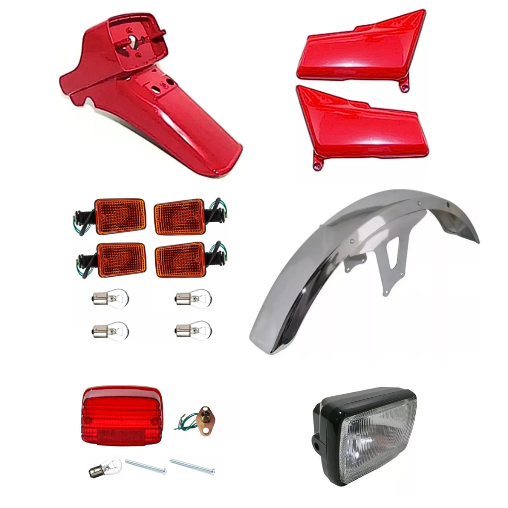 Paralamas Cg 125 83 A 85 Vermelho Tampa Pisca Farol Lanterna