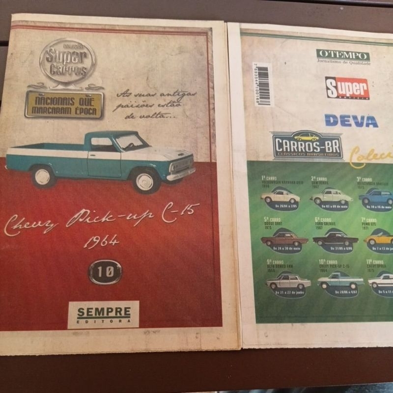 fascículo poster carros nacionais papel jornal chevrolet c15