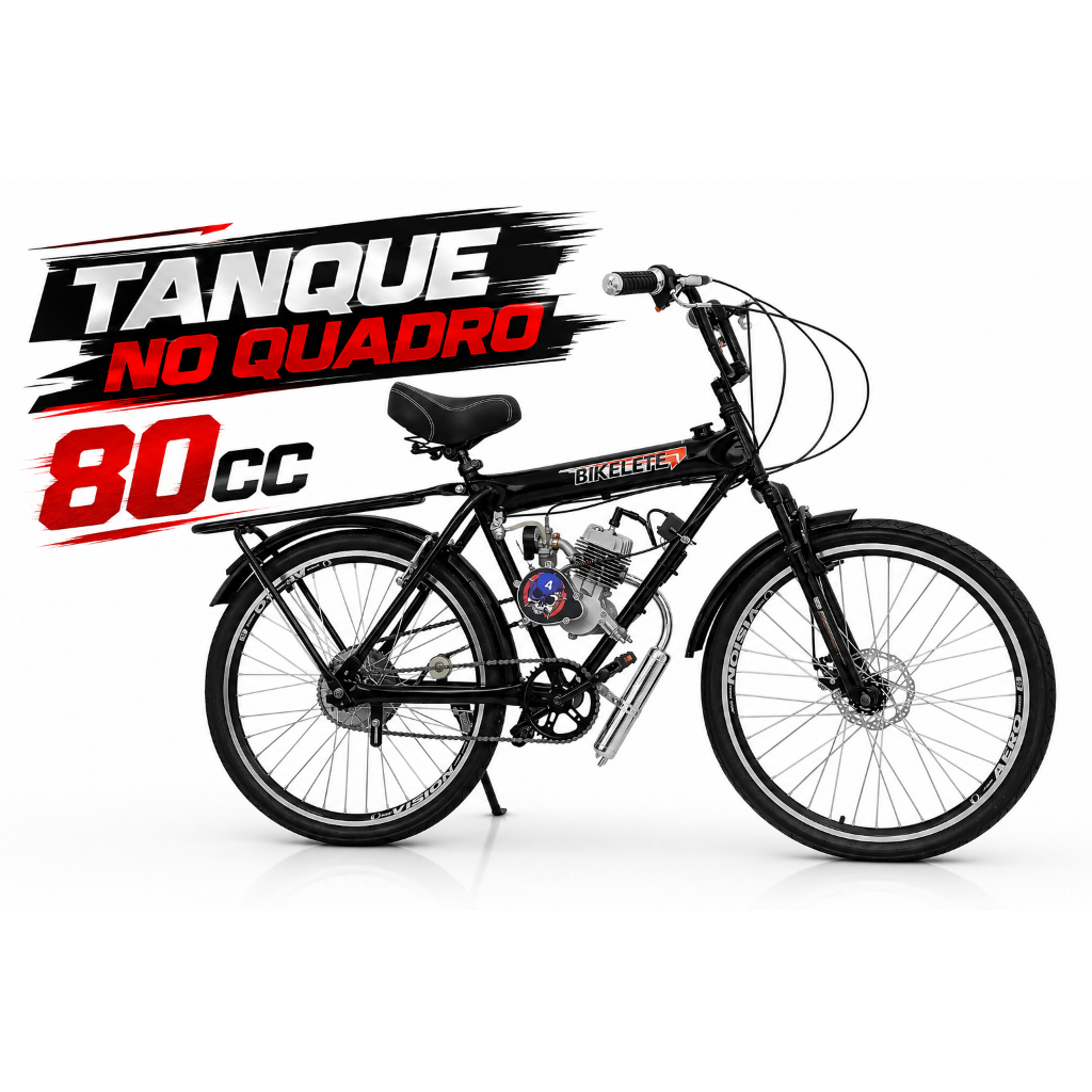 Bicicleta Motorizada 80cc Tanque no Quadro Modelo X Aro 26 Kit Completo (Desmontado)