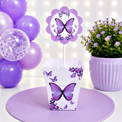Centro de Mesa BORBOLETA ROXA LILÁS cachepô para mesa para decoração de aniversário - |