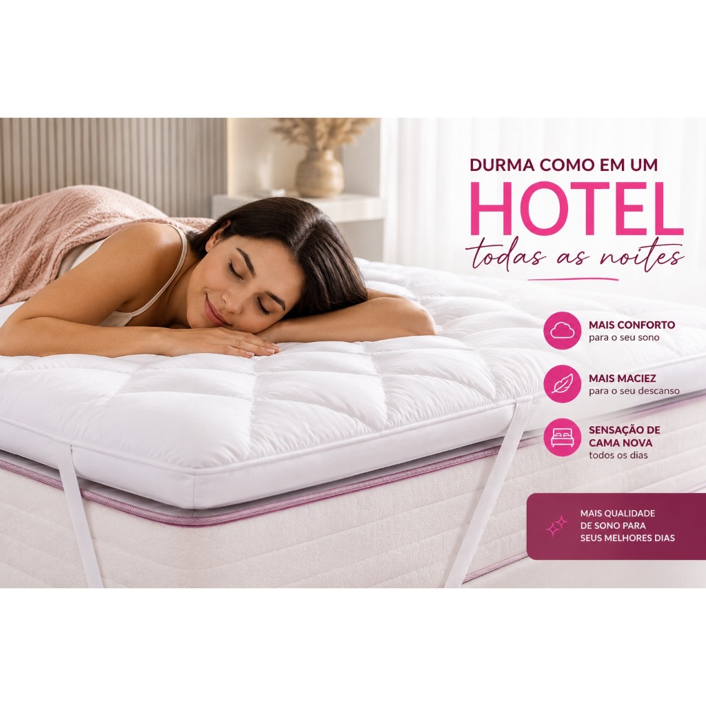 Pillow Top Cama Casal Premium Toque De Plumas 138x188 sobre Colchão Protetor Colchão Importado Best