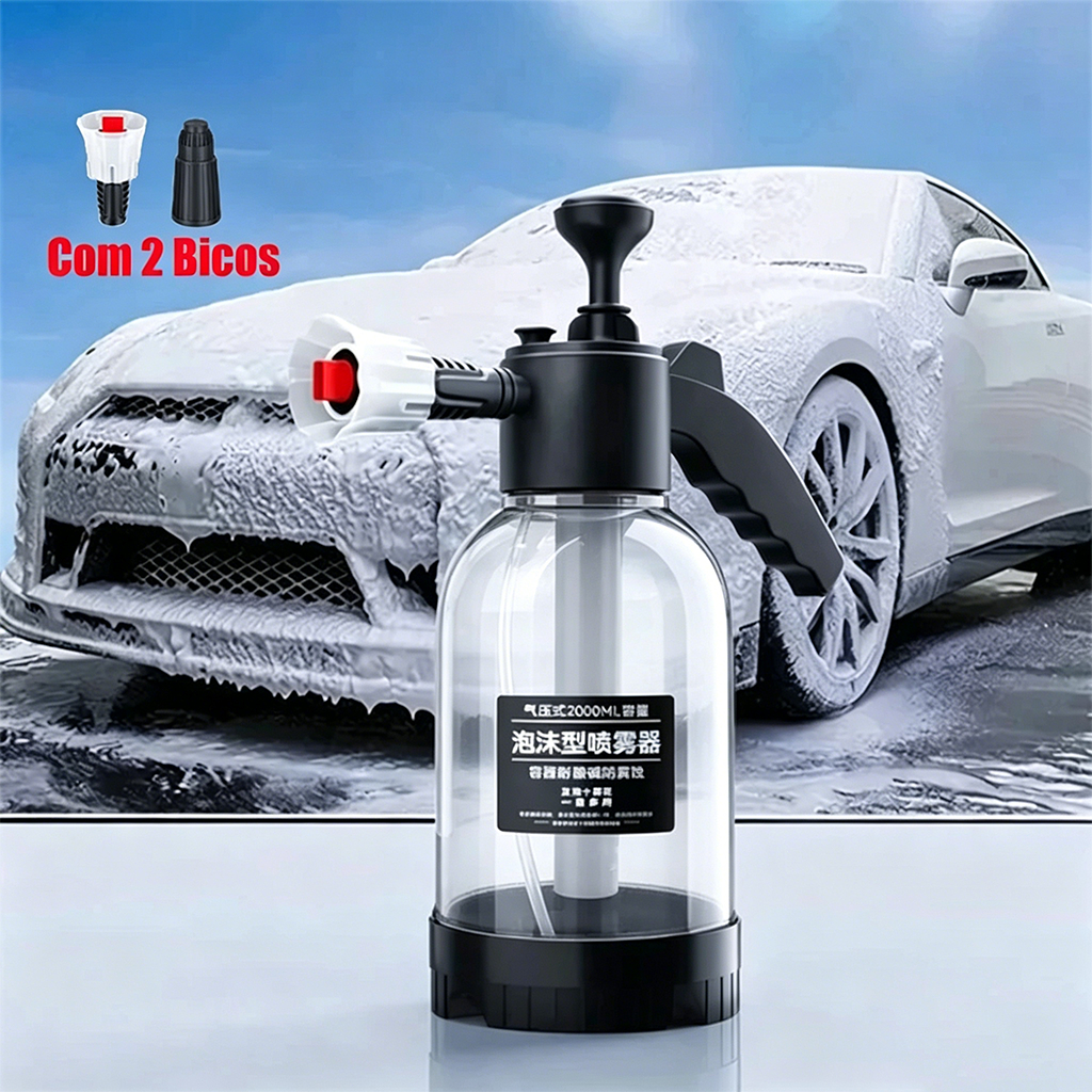 Pulverizador de Espuma Manual 2L com 2 Bicos Profissionais