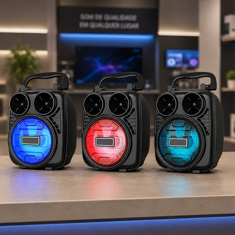 Mini Caixa De Som Recarregável Com Wifi E USB B-MAX RAD-8631