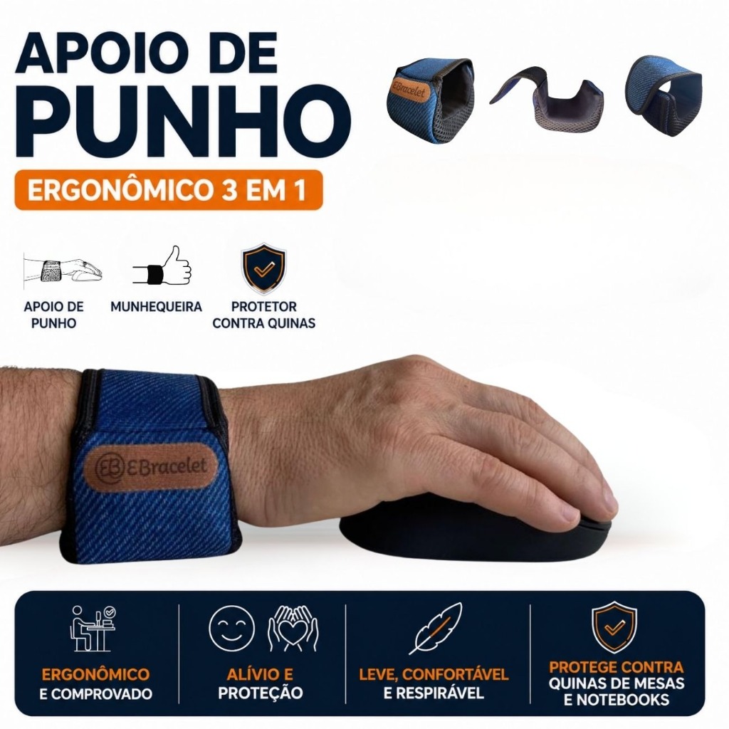 Apoio Punho Ergonômico Mouse e Teclado Anti Dor tendinite Conforto Uso Prolongado Home  Office Gamer