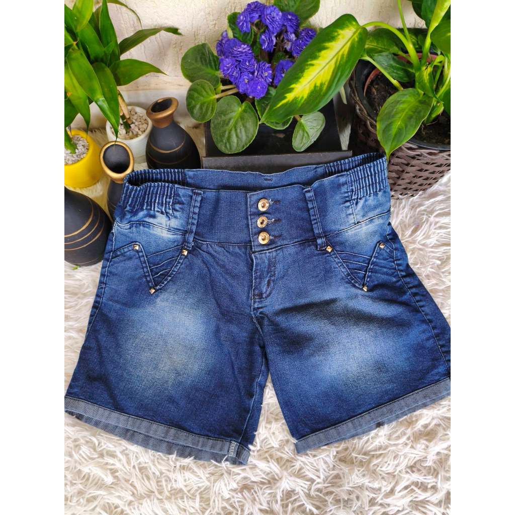 Bermuda Adulto Feminina, Modelo Cintura Baixa, Jeans Lycra, Tam: 42, Marca: Bauerbauer1977