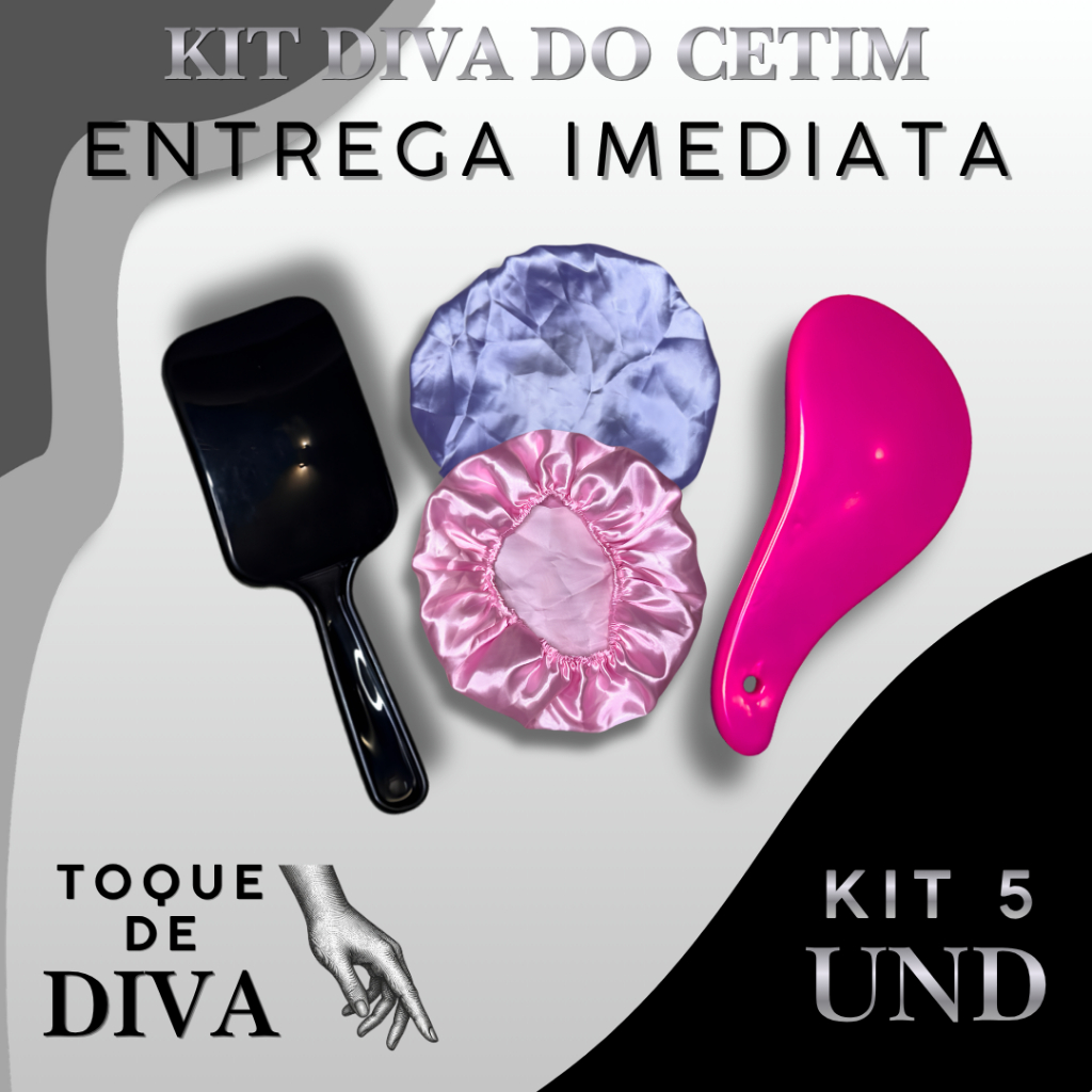 Kit 5 | Escova Mágica, Escova Raquete e Touca de Cetim: Desembaraço e Antifrizz | Toque de Diva