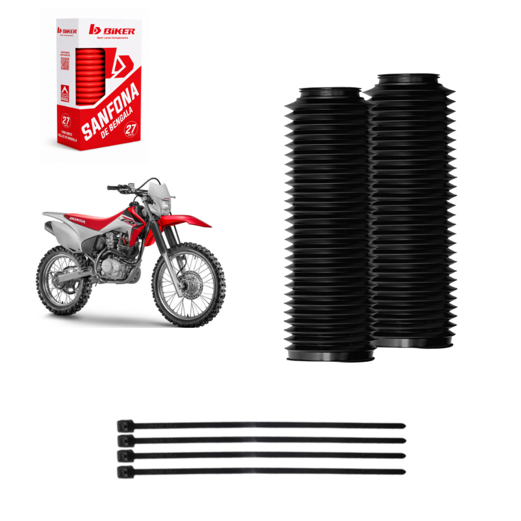 Sanfona Bengala Moto Biker 27 dentes CRF 230/ XR 200/ NX 200/ XLX 350 / DT 200/ LANDER 250 Preto