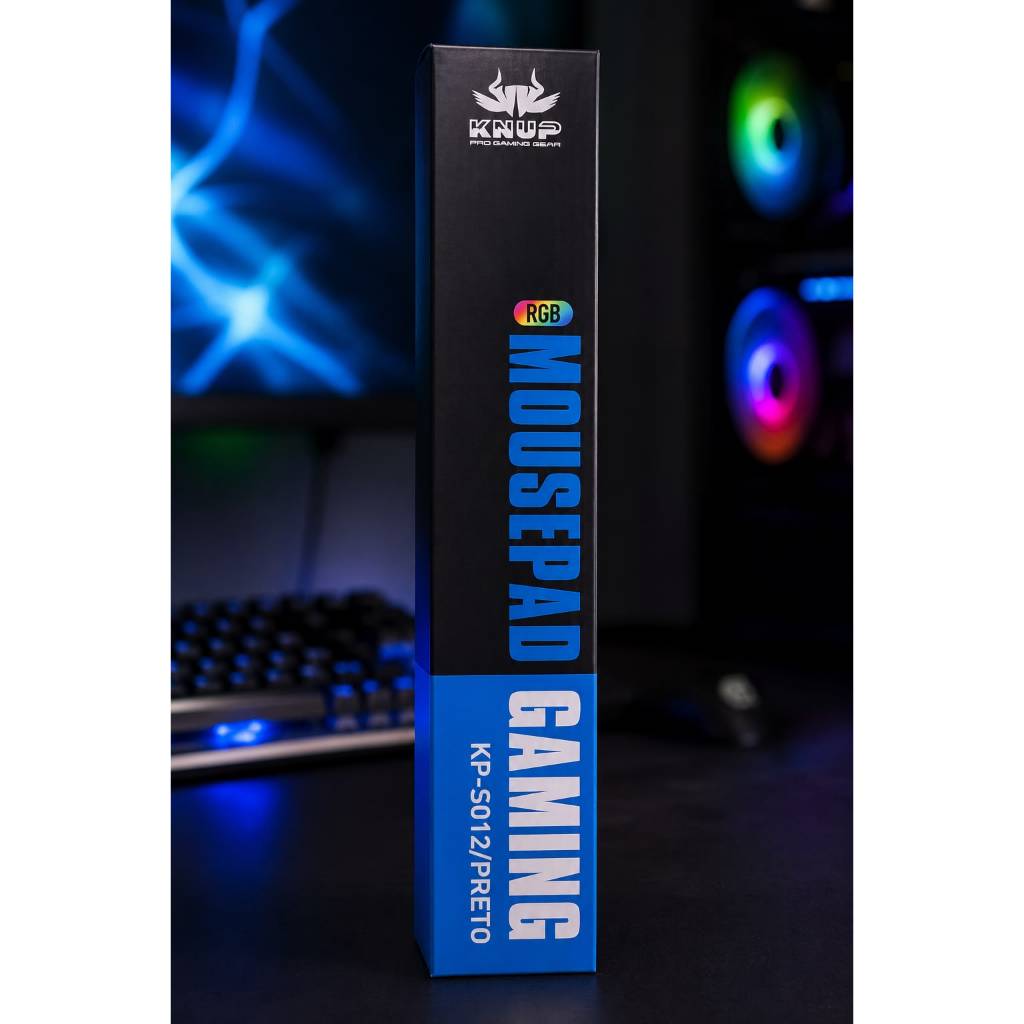 Mouse Pad Gamer RGB Médio KNUP KP-S012 Preto | LED Colorido USB para PC e Notebook