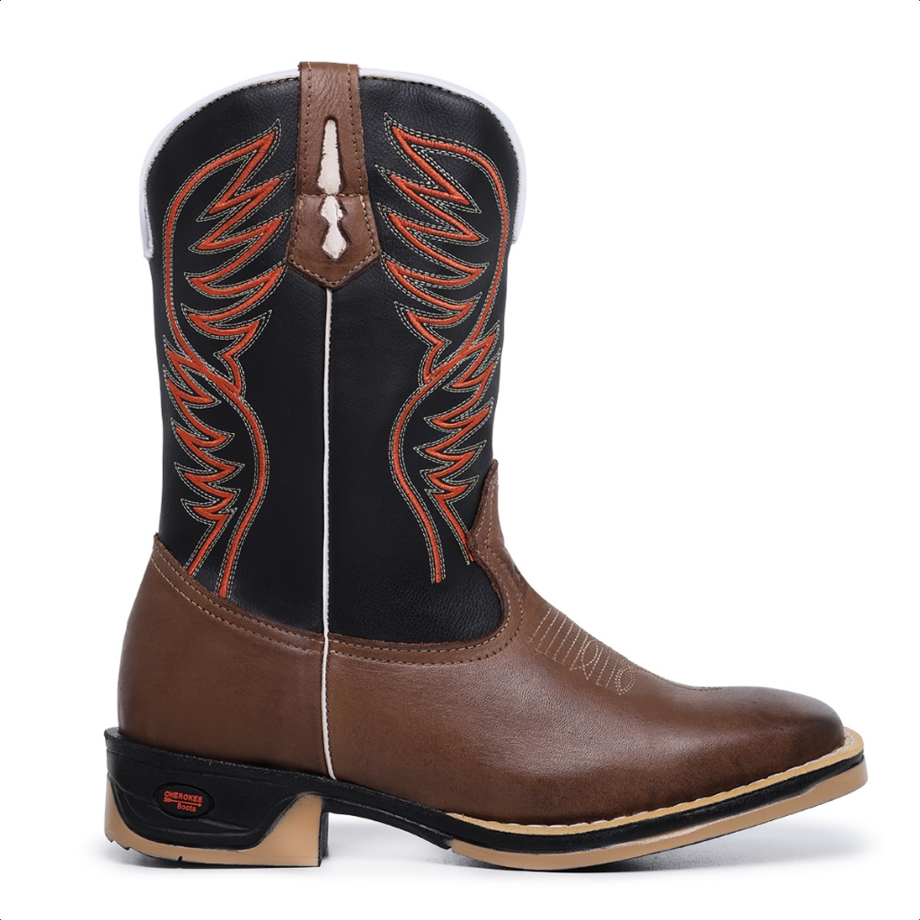 Bota Pecuaria Texanas Masculina Jump Country Bordado Texana Mateira Butina Bico Quadrado Agro Roça