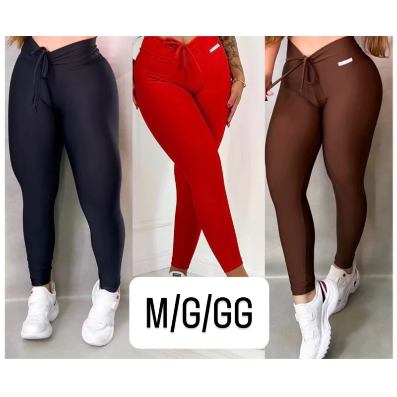 Calça Legging com Cordinha e leve empina bumbum moda gringa academia tiktok — imagem 1