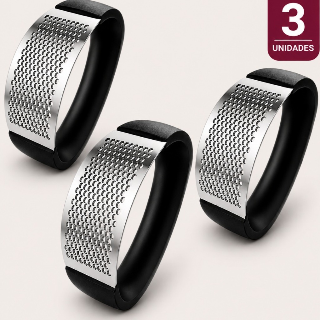 Amassador Espremedor Alho 3 Unidades Aço Inox ABS Triturador Manual Cozinha Ergonômico Resistente