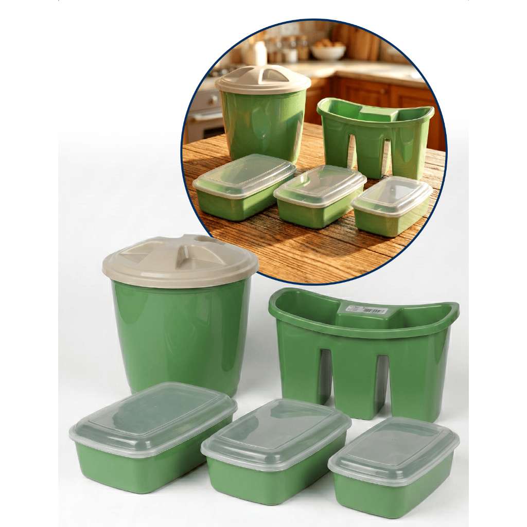 Kit Pia Escorredor de Talher Lixeira Potes para Alimentos Multiuso Cozinha Organizador Alimentos