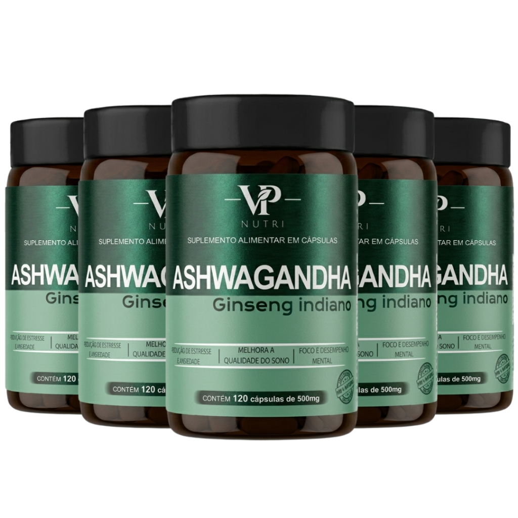Kit com 5 Ashwagandha 500mg VP Nutri – 600 Cápsulas