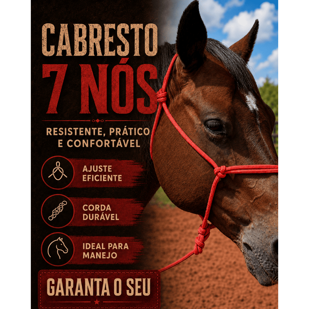 Cabresto de Corda 7 Nós 8mm Cavalo Reforçado com Opção de Cabo nas Variações